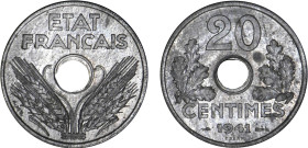 2 DÉCIMES, 20 CENTIMES
20 CENTIMES type en zinc
1941 - SPL 60 (SUP+)
ESSAI - Rare !


G 321, F 153-153A, KM# 900
 - ZINC - 3,47g
 ------------...