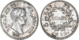 1/4 FRANC, 25 CENTIMES
QUART (de franc) Bonaparte, Ier consul
AN12 BB - TTB 45 (TTB++)
Très Rare !! - légèrement nettoyé


G 342, F 157, KM# 653...