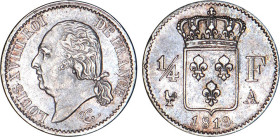 1/4 FRANC, 25 CENTIMES
1/4 F, Louis XVIII
1819 A - SUP 50 (SUP-)
Assez Rare !


G 352, F 163, KM# 714
PARIS - ARGENT - 
 ---------------------...