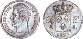 1/4 FRANC, 25 CENTIMES
1/4 F, Charles X
1828 L - TTB 45 (TTB++)
Très Rare !!


G 353, F 164, KM# 722
BAYONNE - ARGENT - 
 --------------------...