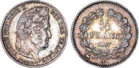 1/4 FRANC, 25 CENTIMES
1/4 FRANC Louis-Philippe I
1837 B - SUP 58 (SUP)
Rare !


G 355, F 166, KM# 740
ROUEN - ARGENT - 1,26g
 ---------------...