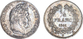 1/4 FRANC, 25 CENTIMES
1/4 FRANC Louis-Philippe I
1841 K - SPL 60 (SUP+)
Assez Rare surtout en l'état !


G 355, F 166, KM# 740
BORDEAUX - ARGE...