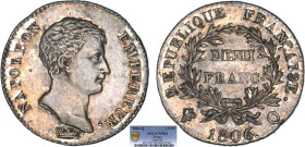 1/2 FRANC, 50 CENTIMES
DEMI FRANC Napoléon empereur (calendrier grégorien)
1806 Q - SPL 62 (SUP++)
Très Rare surtout en l'état !!


G 396, F 175...