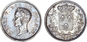 1/2 FRANC, 50 CENTIMES
1/2 F, Henri V prétendant, buste juvénile
1833 - SUP 58 (SUP)
Assez Rare !


G 404, KM# PT23
 - ARGENT - 2,26g
 -------...