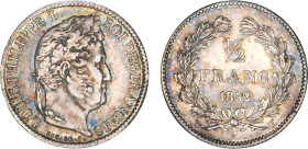 1/2 FRANC, 50 CENTIMES
1/2 FRANC Louis-Philippe
1832 H - SUP 59 (SUP)
Très Rare !!, lég. nettoyage ancien


G 408, F 182, KM# 741
LA ROCHELLE -...