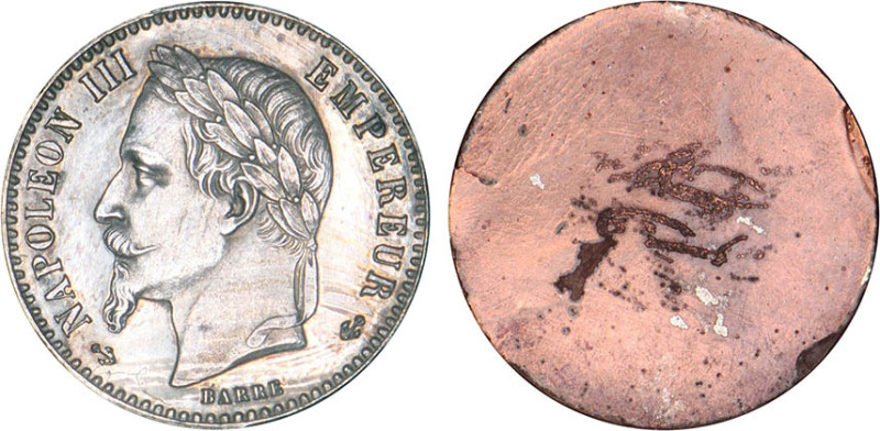 1/2 FRANC, 50 CENTIMES
50 CENT. Napoléon III, tête laurée, revers type tête nue...