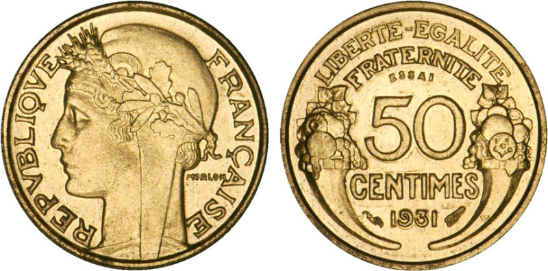1/2 FRANC, 50 CENTIMES
50 CENTIMES type Morlon (cuivre aluminium)
1931 - SPL 6...
