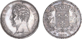 1 FRANC
1 F, Charles X
1825 K - SUP 55 (SUP)
Très Rare !! - listel ajusté


G 450, F 207-207A, KM# 724
BORDEAUX - ARGENT - 5,02g
 ------------...