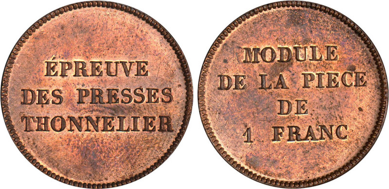 1 FRANC
1 FRANC (module de) épreuve des presses Thonnelier (1844-45)
ND - FDC ...