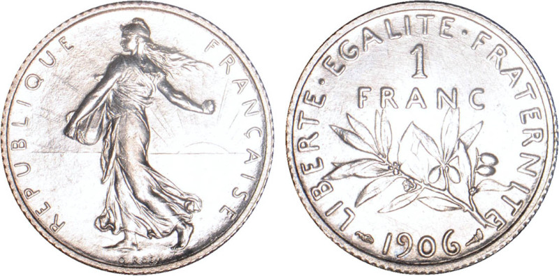 1 FRANC
1 FRANC type semeuse
1906 - SUP 59 (SUP)
Assez Rare !


G 467, F 2...