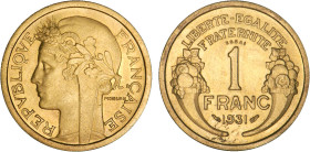 1 FRANC
1 FRANC type Morlon (cuivre aluminium)
1931 - SPL 62 (SUP++)
PIEFORT Essai - Rarissime !!!


G 470, F 219, KM# 885
 - CUPRO-ALUMINIUM -...