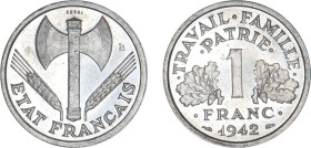 1 FRANC
1 FRANC type Bazor (aluminium)
1942 - SPL 63 (SUP++)
ESSAI avers - Très Rare !!


G 471, F 222-223, KM# 902
 - ALUMINIUM - 1,61g
 ----...