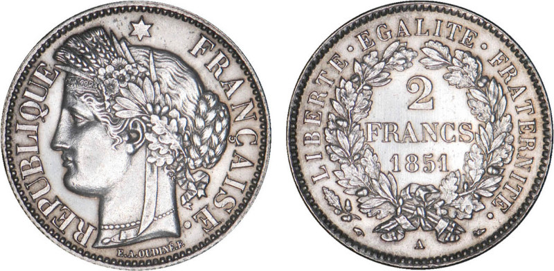 2 FRANCS
2 FRANCS type Cérès (2e République)
1851 A - SUP 58 (SUP)
Rare ! - n...
