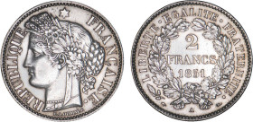 2 FRANCS
2 FRANCS type Cérès (2e République)
1851 A - SUP 58 (SUP)
Rare ! - nettoyé


G 522, F 261, KM# 760
PARIS - ARGENT - 9,99g
 ----------...
