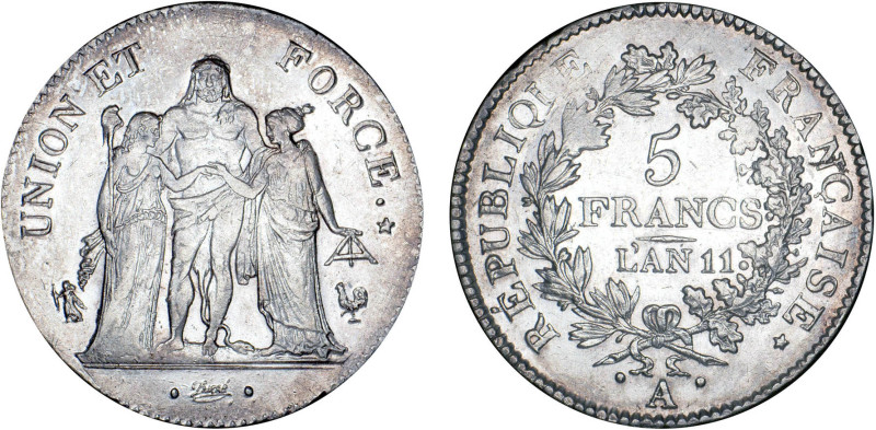 5 FRANCS
5 FRANCS type Union et Force (Consulat), variété "union" serré, grande...