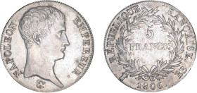 5 FRANCS
5 FRANCS Napoléon empereur (calendrier grégorien)
1806 BB - TTB 45 (TTB++)



G 581, F 304, KM# 673
STRASBOURG - ARGENT - 
 ---------...