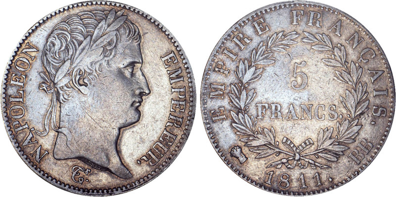 5 FRANCS
5 FRANCS au revers Empire Français
1811 BB - TTB 35 (TTB)
Rare !

...