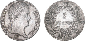 5 FRANCS
5 FRANCS au revers Empire Français
1812 M - TTB 40 (TTB+)
Assez Rare !


G 584, F 307, KM# 694
TOULOUSE - ARGENT - 
 ----------------...