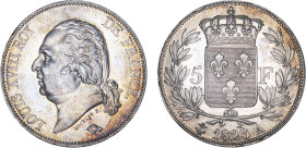 5 FRANCS
5 F, Louis XVIII type au buste nu
1823 A - SPL 61 (SUP+)
Rare en l'état !


G 614, F 309, KM# 711
PARIS - ARGENT - 
 ----------------...
