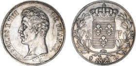 5 FRANCS
5 F, Charles X 1er type
1825 Q - TTB 45 (TTB++)
Très Rare !! - infimes griffures


G 643, F 310, KM# 720
PERPIGNAN - ARGENT - 25,02g
...