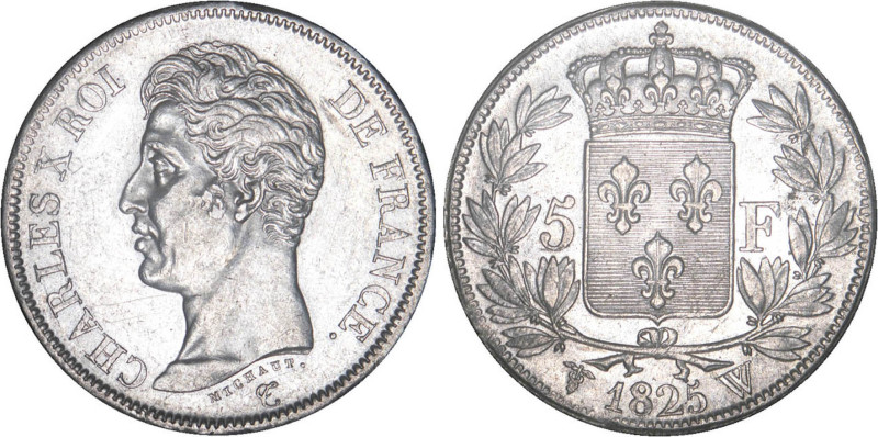 5 FRANCS
5 F, Charles X 1er type
1825 W - SUP 55 (SUP)
Assez Rare !


G 64...
