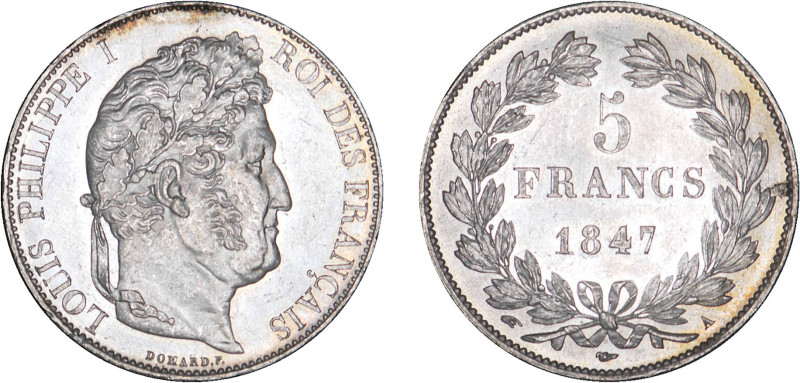 5 FRANCS
5 FRANCS Louis-Philippe I, tête laurée, 2e type
1847 A - SPL 63 (SUP+...