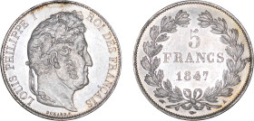 5 FRANCS
5 FRANCS Louis-Philippe I, tête laurée, 2e type
1847 A - SPL 63 (SUP++)
Rare en l'état !


G 678a, F 325, KM# 749
PARIS - ARGENT - 25,...