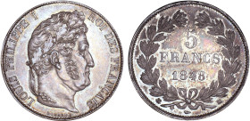 5 FRANCS
5 FRANCS Louis-Philippe I, tête laurée, 2e type
1848 BB - SPL 62 (SUP++)
Rare en l'état !


G 678a, F 325, KM# 749
STRASBOURG - ARGENT...
