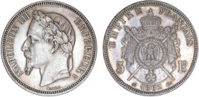 5 FRANCS
5 FRANCS Napoléon III, tête laurée
1862 A - SPL 63 (SUP++)
Rare ! - quelques hairlines


G 739, F 331, KM# 799
PARIS - ARGENT - 25,10g...
