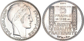 5 FRANCS
5 FRANCS ESSAI de Turin
1933 - SPL 63 (SUP++)
ESSAI 24m/m. - 6gr., Très Rare !!


G 759, KM# E-A67
 - CUPRO-NICKEL - 5,91g
 ---------...