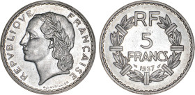 5 FRANCS
5 FRANCS type Lavrillier (nickel)
1937 - SUP 50 (SUP-)
Rare ! - infimes griffures


G 760, F 336, KM# 888
 - NICKEL - 
 -------------...