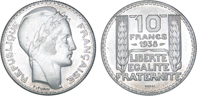 10 FRANCS
10 FRANCS type Turin (argent)
1938 - SPL 62 (SUP++)
ESSAI alu., 2,3...