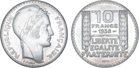 10 FRANCS
10 FRANCS type Turin (argent)
1938 - SPL 62 (SUP++)
ESSAI alu., 2,30g - Très Rare !!


G 801, F 360, KM# 878
 - ALUMINIUM - 2,36g
 -...