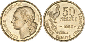 50 FRANCS
50 FRANCS type Guiraud
1958 - SUP 59 (SUP)
Rare !


G 880, F 425, KM# 918
 - CUPRO-ALUMINIUM - 
 -----------------------------------...