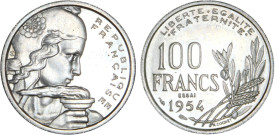 100 FRANCS
100 FRANCS (Cochet)
1954 - SPL 63 (SUP++)
ESSAI - Rare !


G 897, F 450, KM# 919
 - CUPRO-NICKEL - 
 ------------------------------...