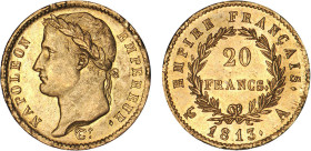 20 FRANCS OR
20 FRANCS or, Napoléon Ier au revers Empire Français
1813 A - SPL 63 (SUP++)
Rare en l'état ! - infime ajustage


G 1025, F 516, KM...