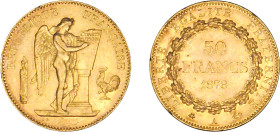 50 FRANCS OR
50 FRANCS or, "Génie"
1878 A - SUP 50 (SUP-)
Très Rare !!, légers coups tranche


G 1113, F 549, KM# 831, Fr# 591
PARIS - OR - 16,...