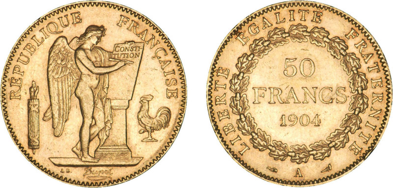 50 FRANCS OR
50 FRANCS or, "Génie"
1904 A - SUP 58 (SUP)
Rare ! - infimes cou...