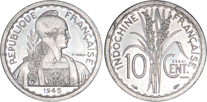 INDOCHINE
10 CENT., aluminium
1945 - SPL 63 (SUP++)
ESSAI - Rare !


GC 22...