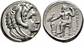 Makedonia. Könige von Makedonien. Alexander III. der Große 336-323 v. Chr. Tetradrachme ca. 330 v. Chr. -Amphipolis-. Herkuleskopf mit Löwenhaube nach...