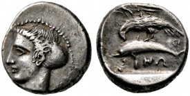 Paphlagonia. Sinope. Drachme ca. 333-306 v. Chr. Kopf der Sinope nach links, davor Aplustre / Seeadler nach links über Delphin. 6,19 g
 sehr schön