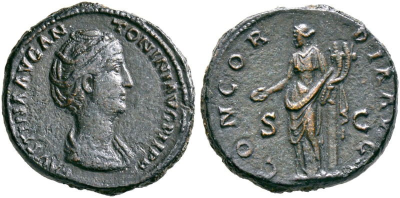 Kaiserzeit. Faustina maior †141, Gemahlin des Antoninus Pius. Sesterz -Rom-. FAV...