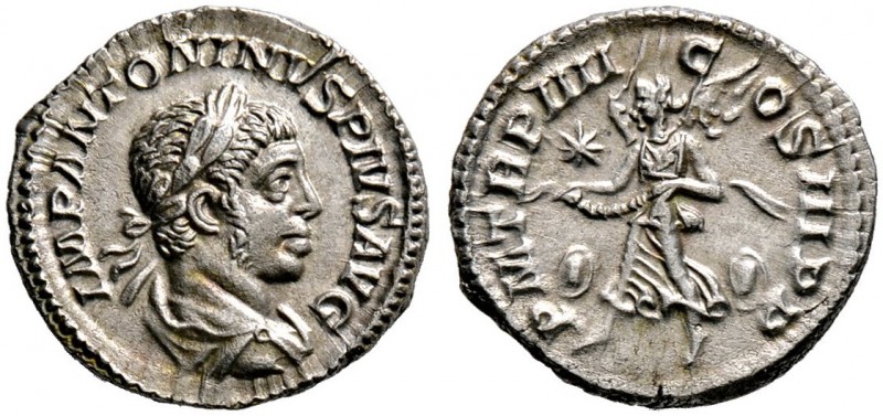 Kaiserzeit. Elagabalus 218-222. Denar 221 -Rom-. IMP ANTONINVS PIVS AVG. Belorbe...