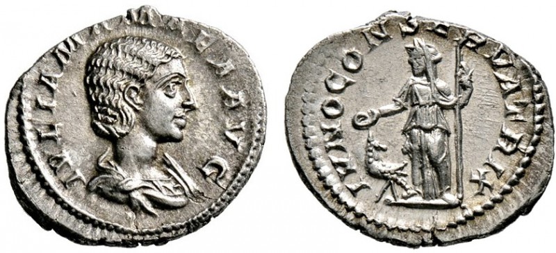Kaiserzeit. Julia Mamaea †235, Mutter des Severus Alexander. Denar -Rom-. IVLIA ...