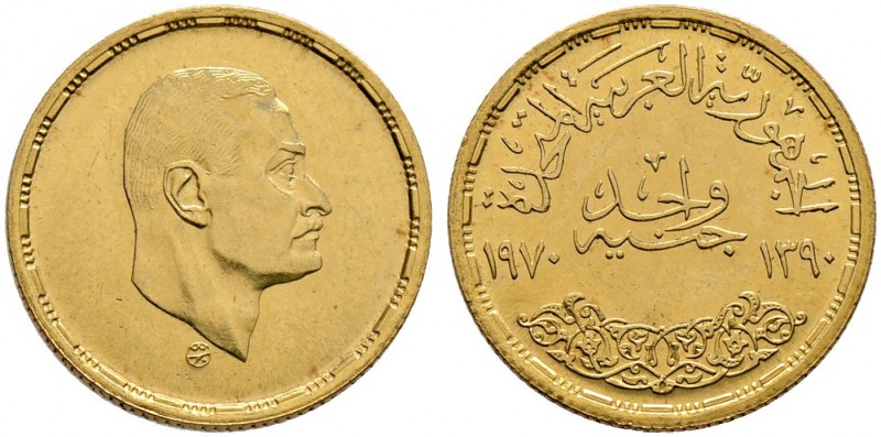 Ägypten. Vereinigte Arabische Republik 1958-1971. 1 Pound 1970. Tod von Staatspr...
