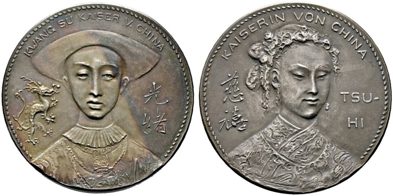 China-Kaiserreich. Kuang Hsu 1875-1889-1908. Silbermedaille o.J. (1895) unsignie...