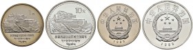 China-Republik. Volksrepublik. 2-tlg. Set von 10 Yuan (Silber) und 1 Yuan (Cu/Ni) 1985. Autonome Region Tibet - Großpalast des Dalai Lama in Lhasa. KM...