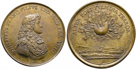 Frankreich-Königreich. Louis XIV. 1643-1715. Bronzemedaille o.J. von Warin, auf Philipp von Orleans und seine Siege in den Niederlanden (1672). Brustb...