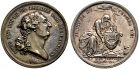 Frankreich-Königreich. Louis XVI. 1774-1793. Silbermedaille 1793 von F.W. Loos, auf seinen Tod am 21. Januar. Büste nach rechts / Trauernde Gallia an ...