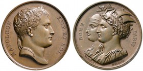 Frankreich-Königreich. Napoleon I. 1804-1815. Bronzemedaille 1809 von Andrieu und Depaulis, auf die Ernennung Roms zur zweiten Hauptstadt. Belorbeerte...